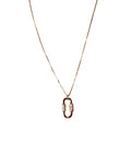 SANTO ROSE GOLD  PLATED S/SIL RECTANGLE WITH CZ SIDES NECKLACE