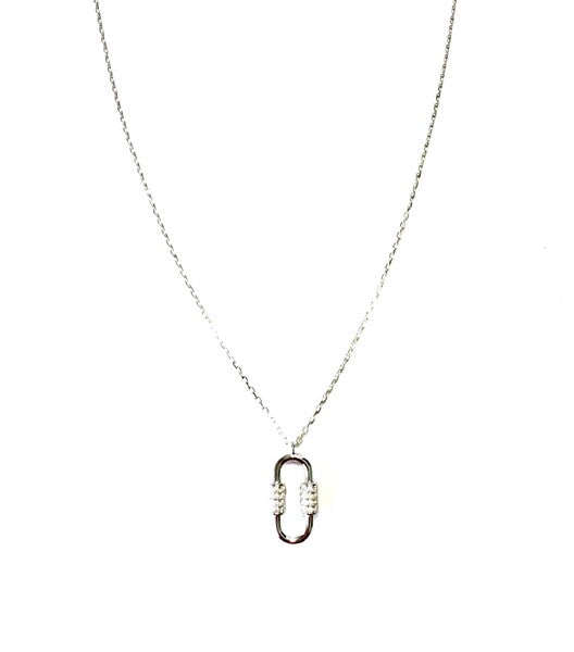 SANTO STERLING SILVER RECTANGLE WITH CZ SIDES NECKLACE
