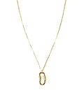 SANTO YELLOW GOLD PLATED S/SIL RECTANGLE WITH CZ SIDES NECKLACE