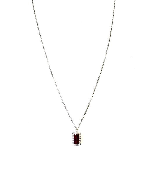 STERLING SILVER CZ TAG NECKLACE