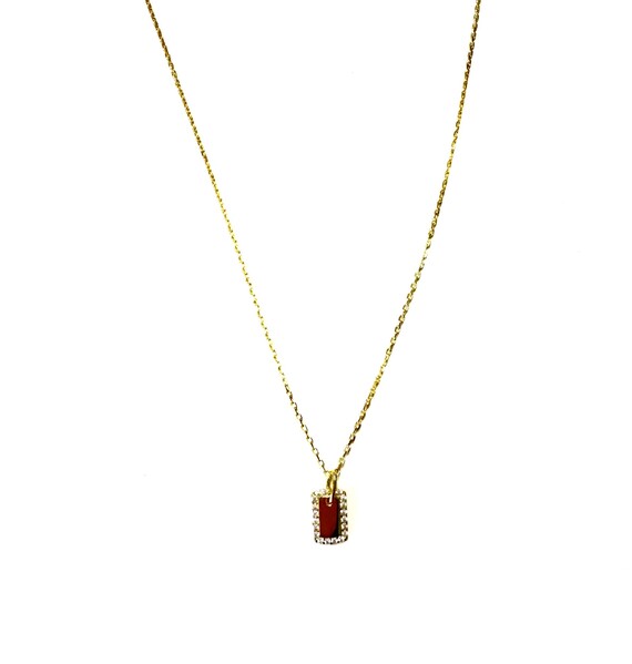 YELLOW GOLD CZ TAG NECKLACE