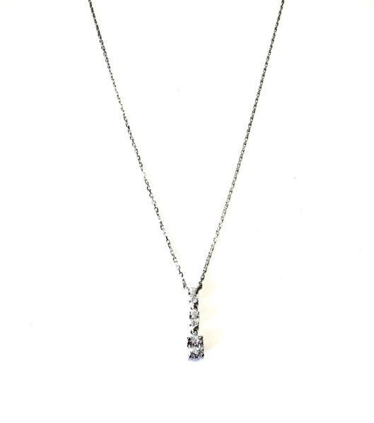 STERLING SILVER OVAL CZ DROP NECKLACE