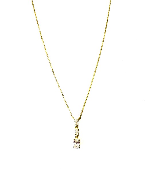 YELLOW GOLD OVAL CZ DROP NECKLACE