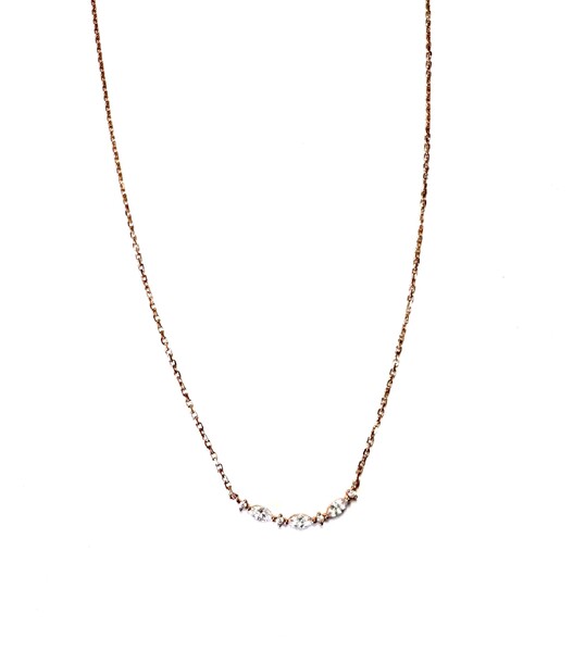 ROSE GOLD CURVED MULTI CZ BAR NECKLACE