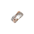 ROSE GOLD AND STERLING SILVER CROSS OVER RING