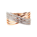 ROSE GOLD AND STERLING SILVER MULTI CROSS RING