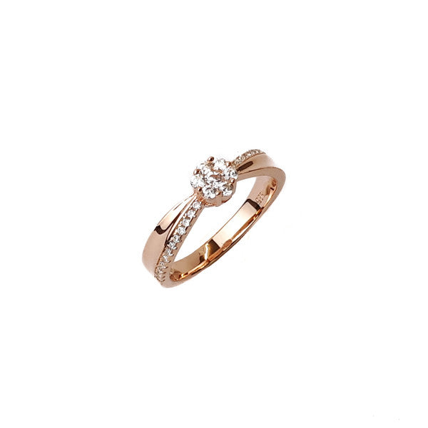 ROSE GOLD CZ CLUSTER RING