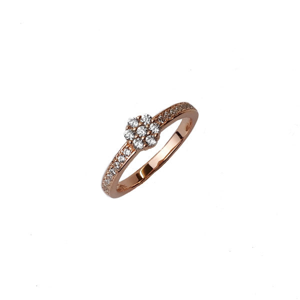 ROSE GOLD CHANNEL SET CZ CLUSTER RING