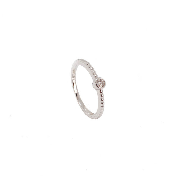 STERLING SILVER SMALL CZ RING WITH DOTS