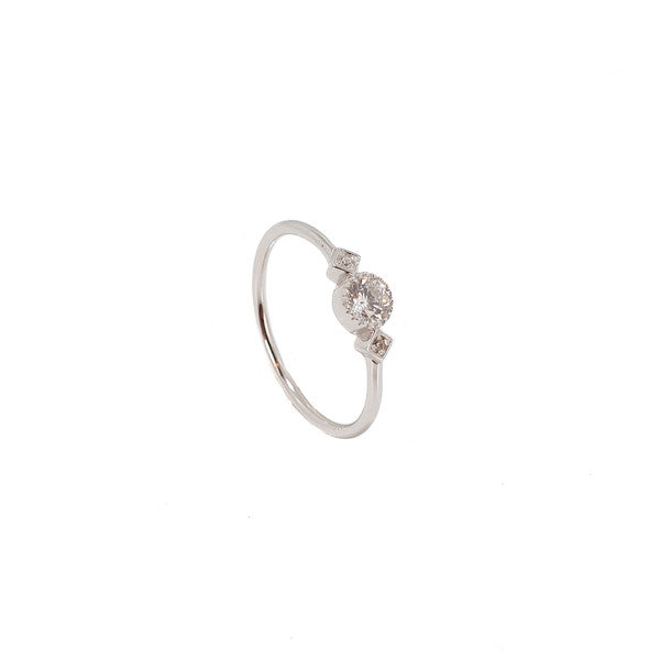 STERLING SILVER ROUND AND SQUARE CZ RING