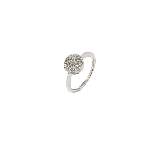 STERLING SILVER PAVED CRYSTAL DISC RING