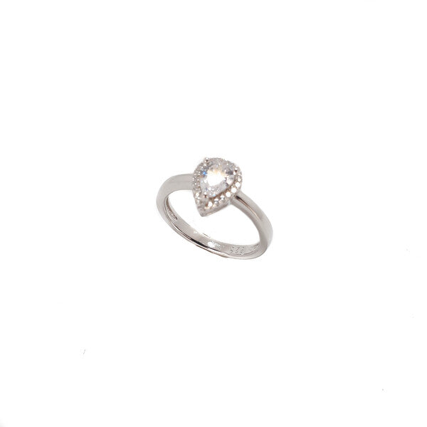 STERLING SILVER LARGE CZ TEARDROP RING