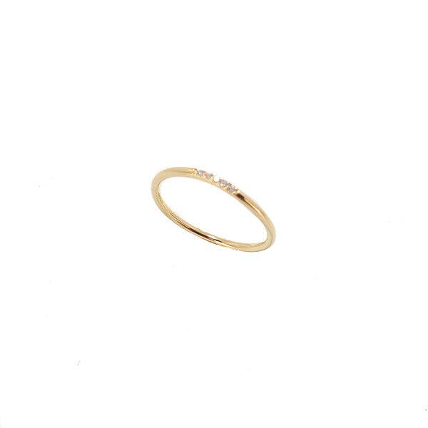 YELLOW GOLD FINE BAND RING WITH CZS