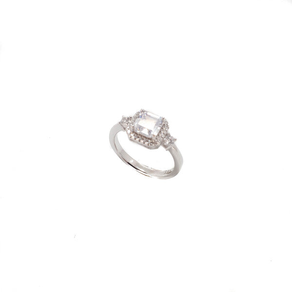 STERLING SILVER SQUARE CZ RING