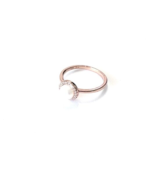 ROSE GOLD FRESH WATER PEARL RING WITH CZ HALO