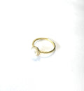 YELLOW GOLD FRESH WATER PEARL RING WITH CZ HALO
