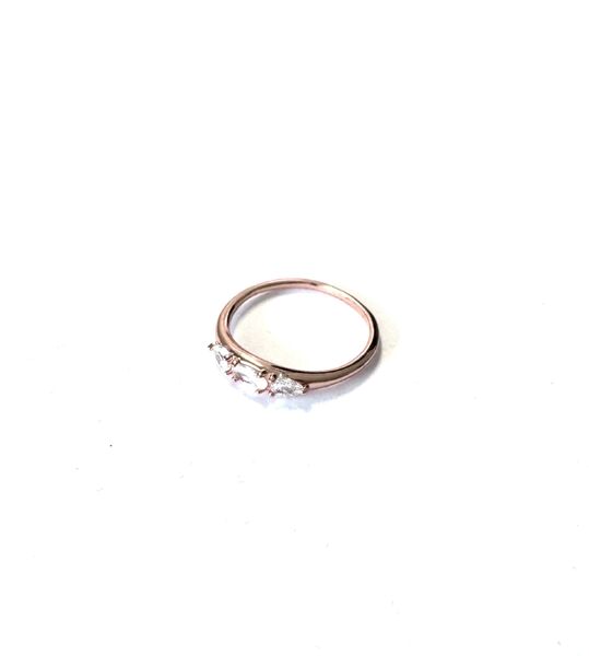 ROSE GOLD OVAL AND 2 HEARTS CZ RING