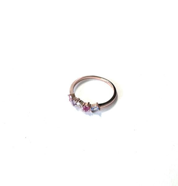 ROSE GOLD RAINBOW MULTI SHAPE CZ RING