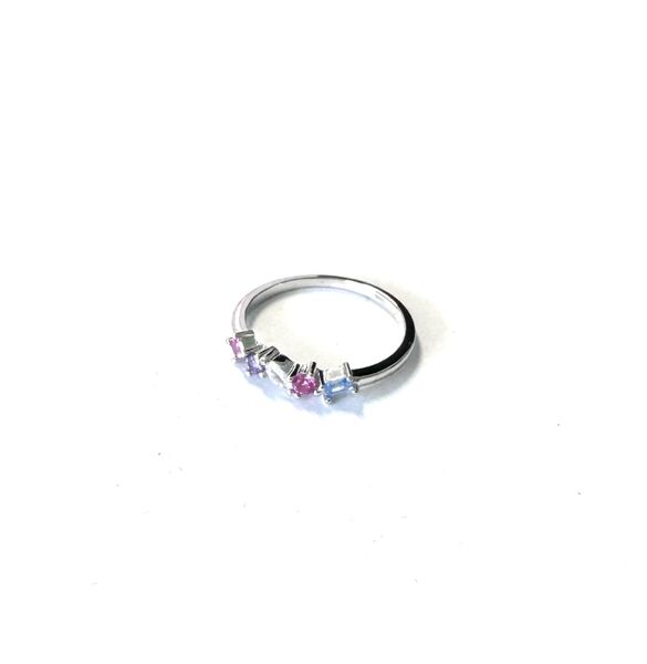 STERLING SILVER RAINBOW MULTI SHAPE CZ RING