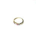YELLOW GOLD RAINBOW MULTI SHAPE CZ RING